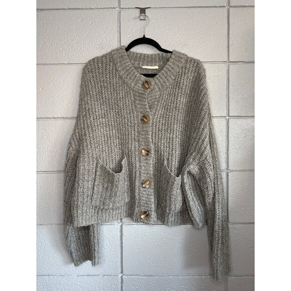 Women's Native Youth The Ellie Wool Blend Chunky Knit Cardigan size L Bohemian - Picture 2 of 5